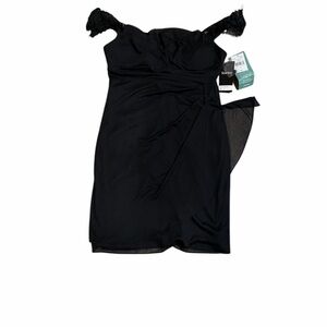 Scarlett Black Lace-Trim Mini Dress